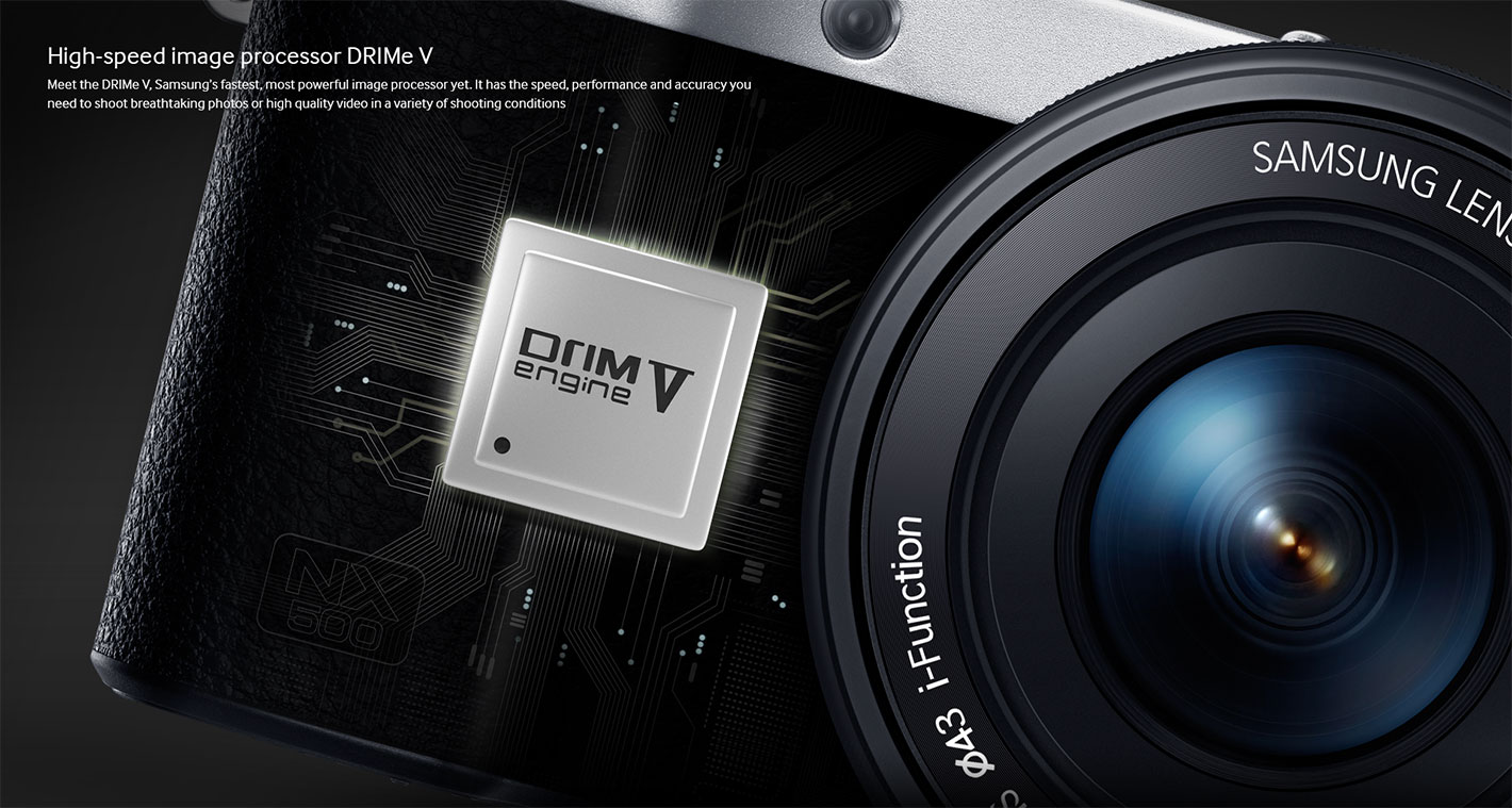 Web design introducing the high-speed image processor DRIMe Vs of Samsung NX500
